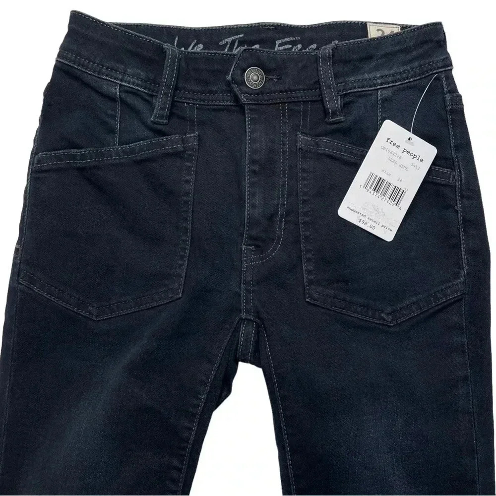 We The Free Ivy Released Hem Mid Rise Dark Navy Womens Skinny Jeans Size 24 - Picture 5 of 11